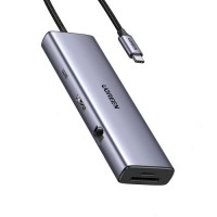  Adapteris Ugreen CM498 USB-C to 2xUSB-A + USB-C + HDMI + SD/TF + PD gray 